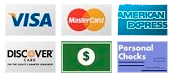 Accepted payment methods: Visa, MasterCard, Amex, Discover